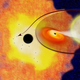 An artist’s rendering of 12 black hole binaries at our galaxy’s center.